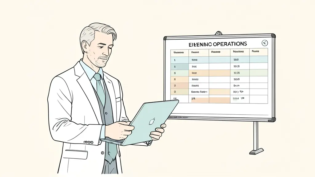 Sports executive reviewing a venue operations plan beside a laptop and an event scheduling board